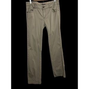 Prana Womens Khaki Straight Leg Canvas Pants Tall Inseam Size 12